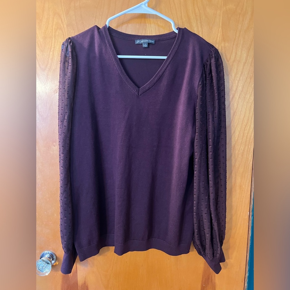 Adrianna Papell Elegant Purple V-Neck Sweater
